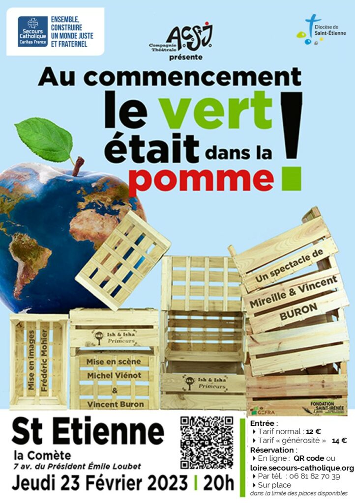Affiche Secours Catholique - Le vert était dans la pomme ! (23/02/2023 @ La Comète / St-Etienne)