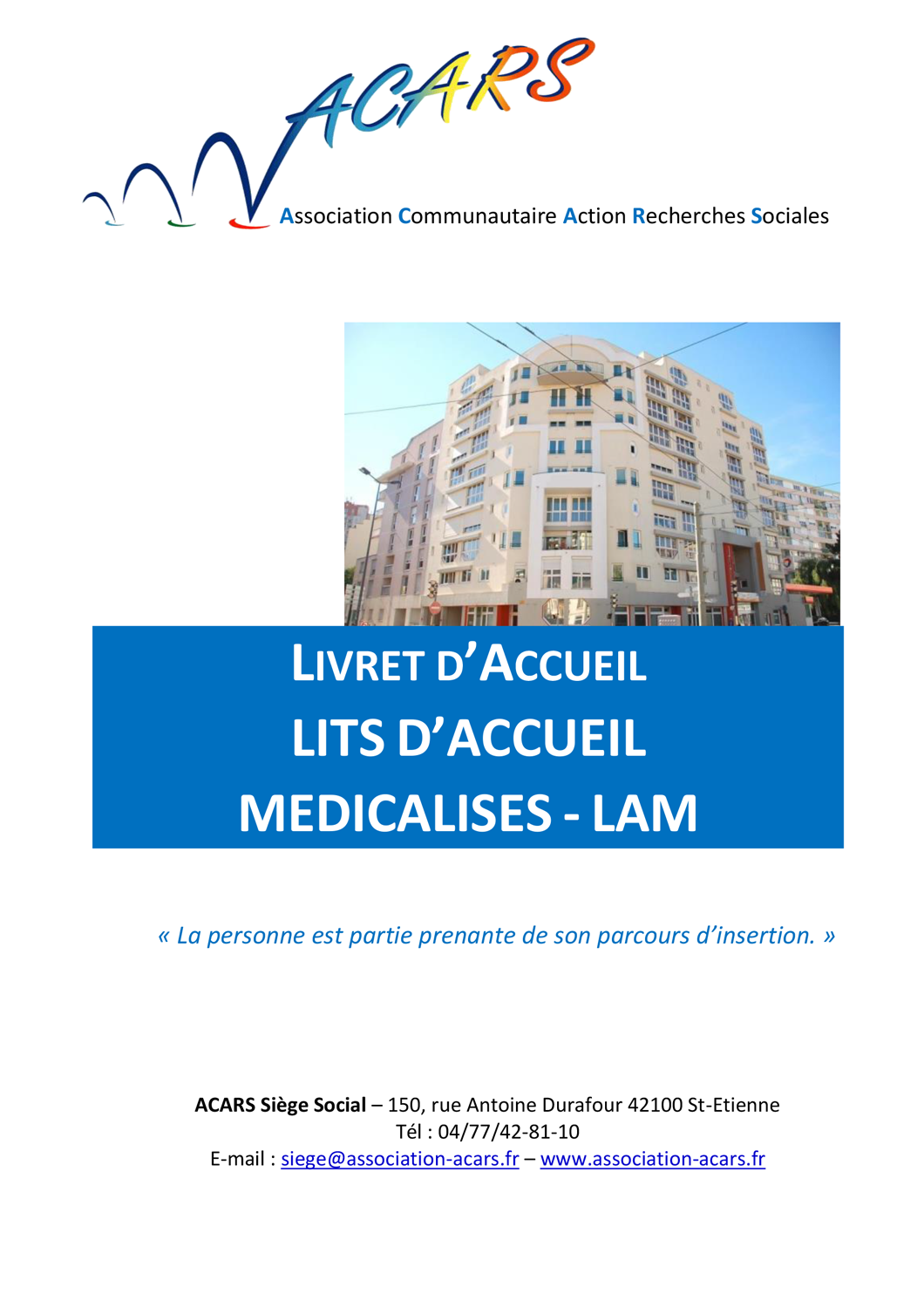 ACARS - Livret d'accueil LAM (Lits d'Accueil Médicalisés)