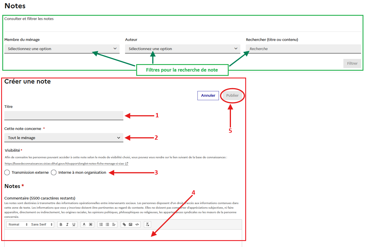 Les notes dans SI-SIAO